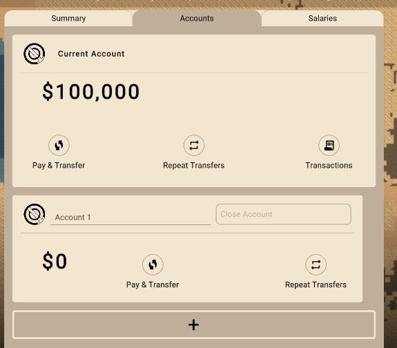 Accounts Menu