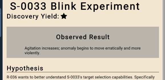 Experiment UI Observed Result Box